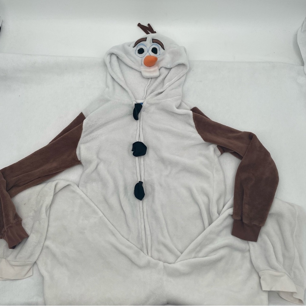 DISNEY Sleepwear Frozen Olaf Onesie Zip Up Pajamas Fleece Snowman size: XL